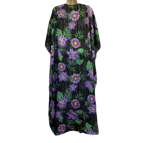 Vintage Simply Basic Mumu House Dress Stunning Vibrant Tropical Floral One Size - Picture 4 of 10